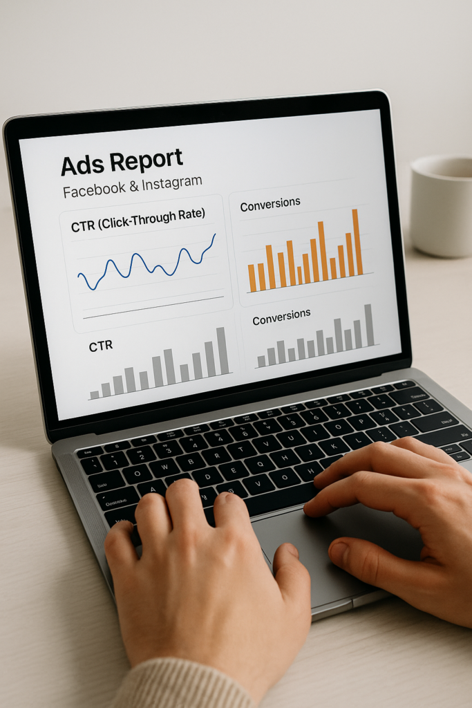 Informe de rendimiento de Meta Ads 2025 con CTR y conversiones.