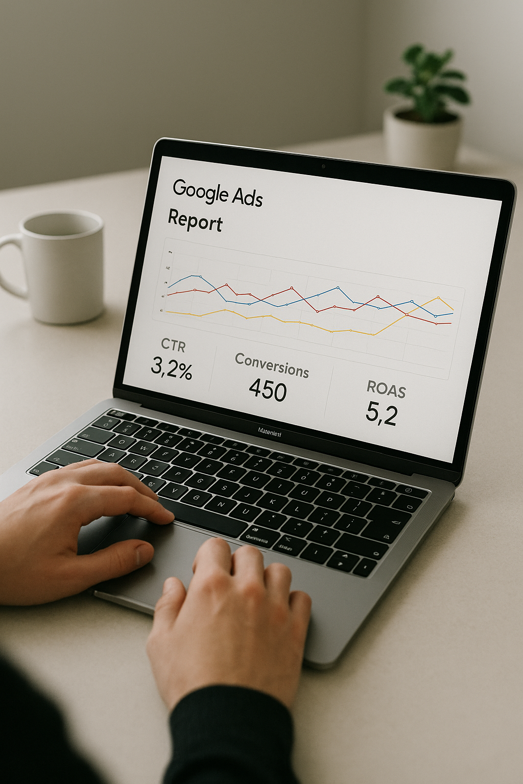 Informe de rendimiento de Google Ads 2025 con CTR y conversiones.